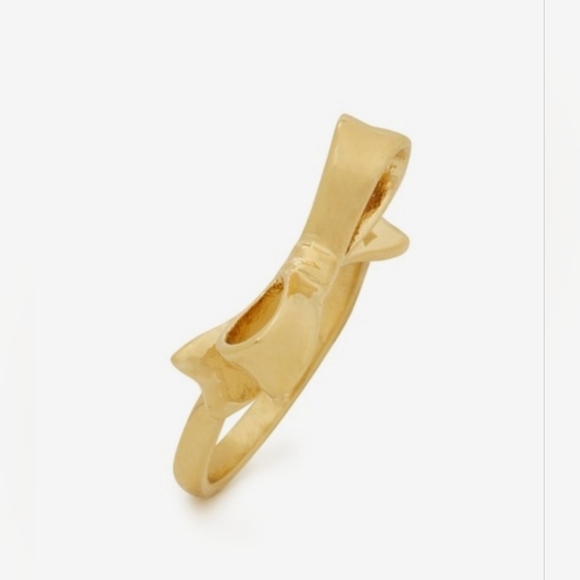 ♤ Kate Spade Gold Love ♡ Notes Bow 🎀 Knot Ring 6 + Gift Pouch ♤ - Picture 2 of 4